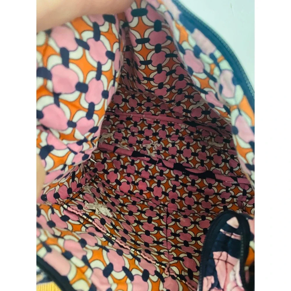 Vera Bradley Sun Valley Quilted Cotton Hobo Shoulder Bag Pink Navy Floral